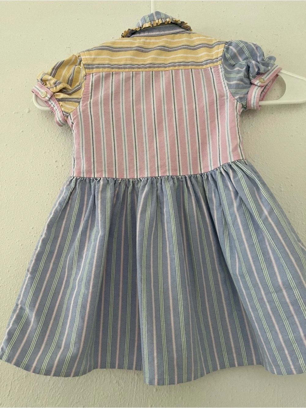 Ralph Lauren Multicolor Striped Cotton Shirt Dress - Blue, Pink, Yellow